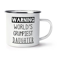 Warnung World's Grumpiest Tochter Emaille Becher Tasse MüRrisch Toll Best Lustig