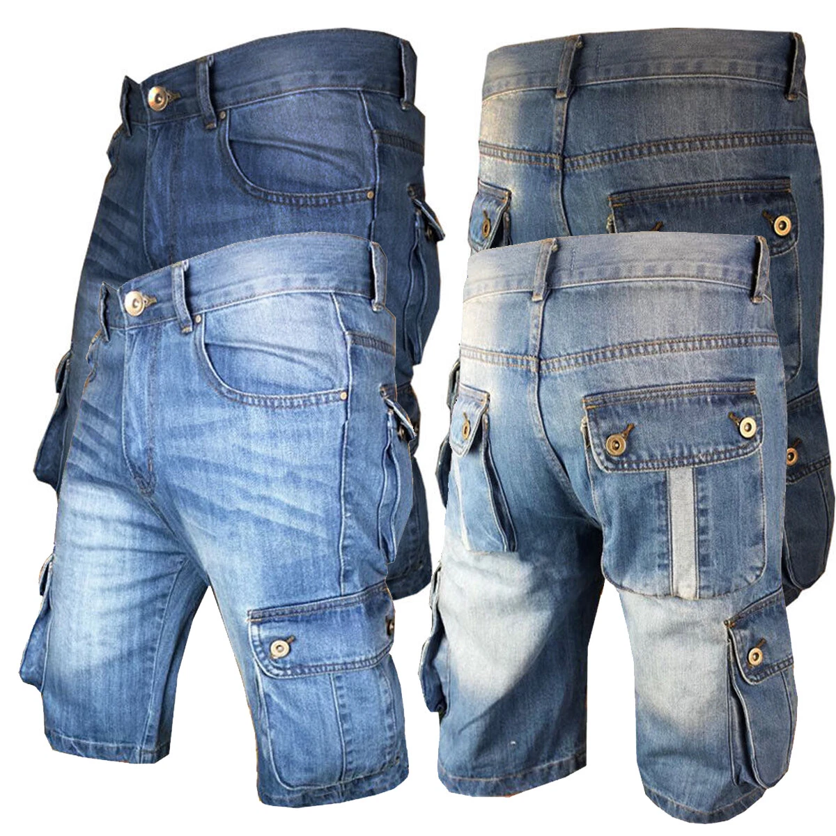 Mens Shorts Denim Jean Short Summer Raw Combat Casual Cargo Pockets W30-40
Opens in a new window or