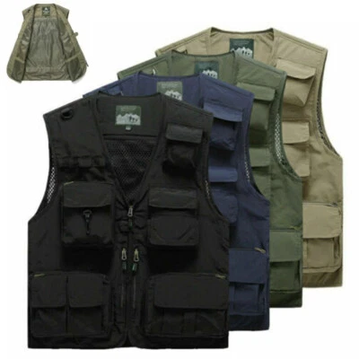 Herren Safari Weste funktionale Arbeitsweste Outdoor Anglerweste Weste Ärmellos - Bild 1 von 4