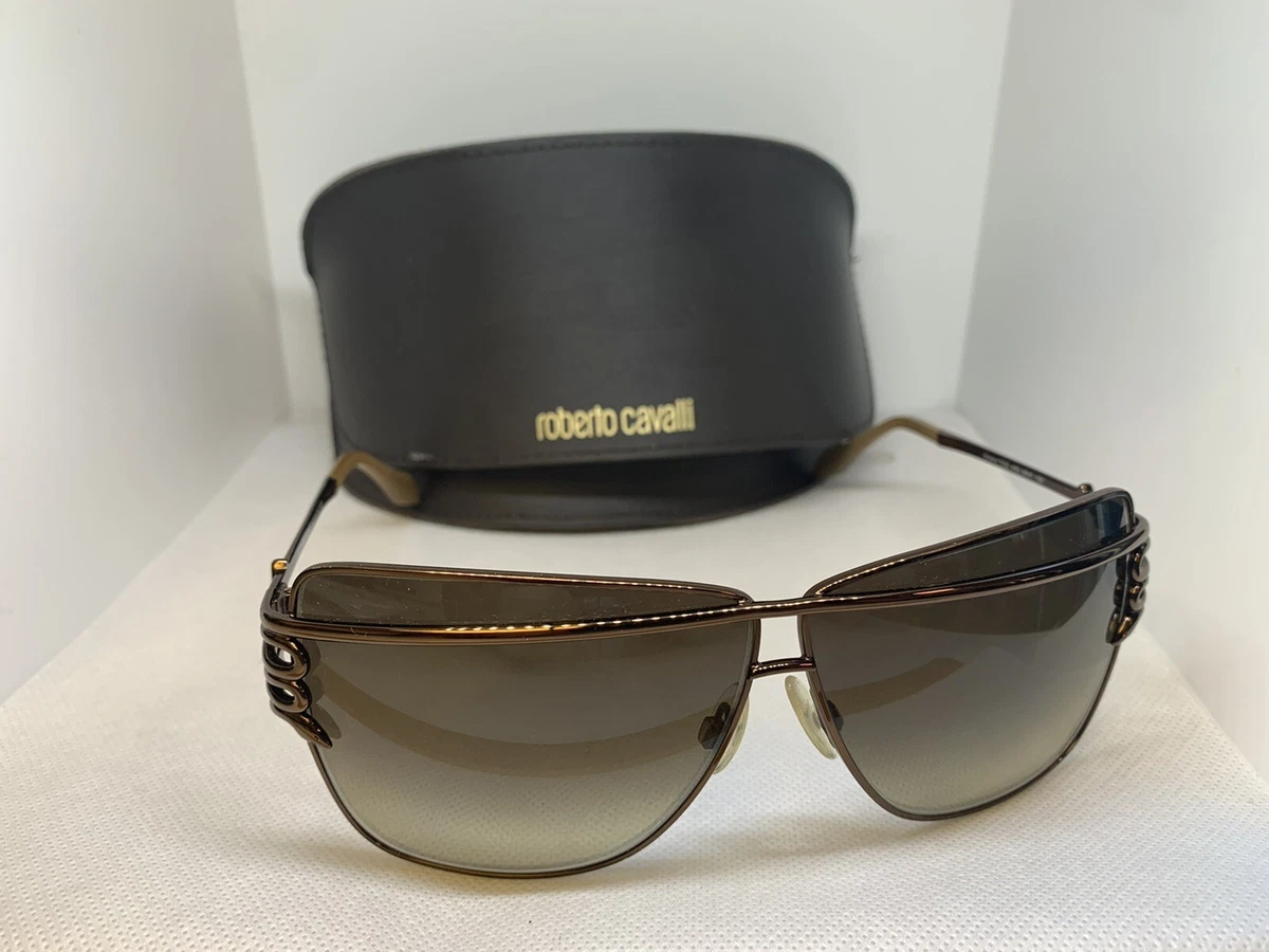 NEW Roberto Cavalli RC1047 Dark Havana Snake Frame Brown Mirror Lens Sunglasses Sunglasses Roberto Cavalli Snake Collection in Black for  main image 4