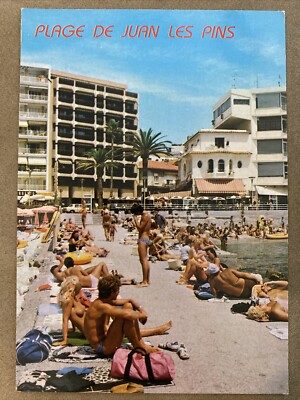 Plage De Juan Les Pins Postcard Beach Vintage