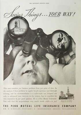 1938 The Penn mutual life insurance Vintage Ad seeing things your way