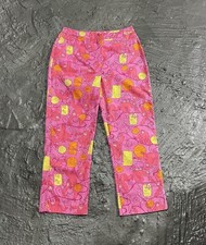 LILLY PULITZER Pink  Yellow Monkey Print Straight Leg Pants