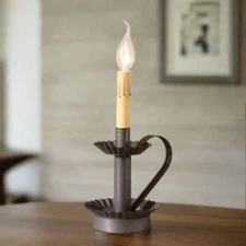 Handcrafted Primitive Colonial Plantation Candlestick Lamp Base Black