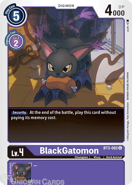 BT3-082 BlackGatomon Uncommon Mint Digimon Card