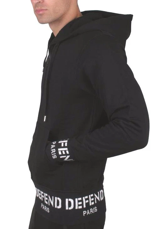 Sudadera con capucha Defend Paris Sign Ribbon cremallera negra blanca con logotipo precio de venta sugerido por el fabricante 170 USD Foto 2 de 3