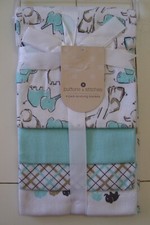 Buttons  Stitches 4 Pack White Aqua Elephant Solid Square Receiving Blankets