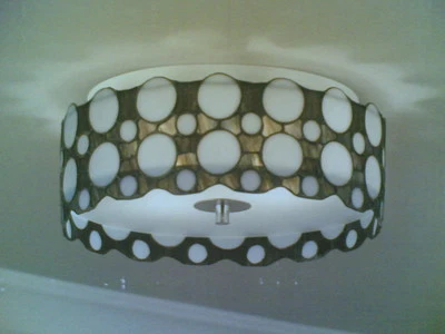 SEE PRODUCT DETAILS BELOW NIB Nice 13" FLUSHMOUNT Ceiling Light w/ Black-White Stained Tiffany Glass Shade