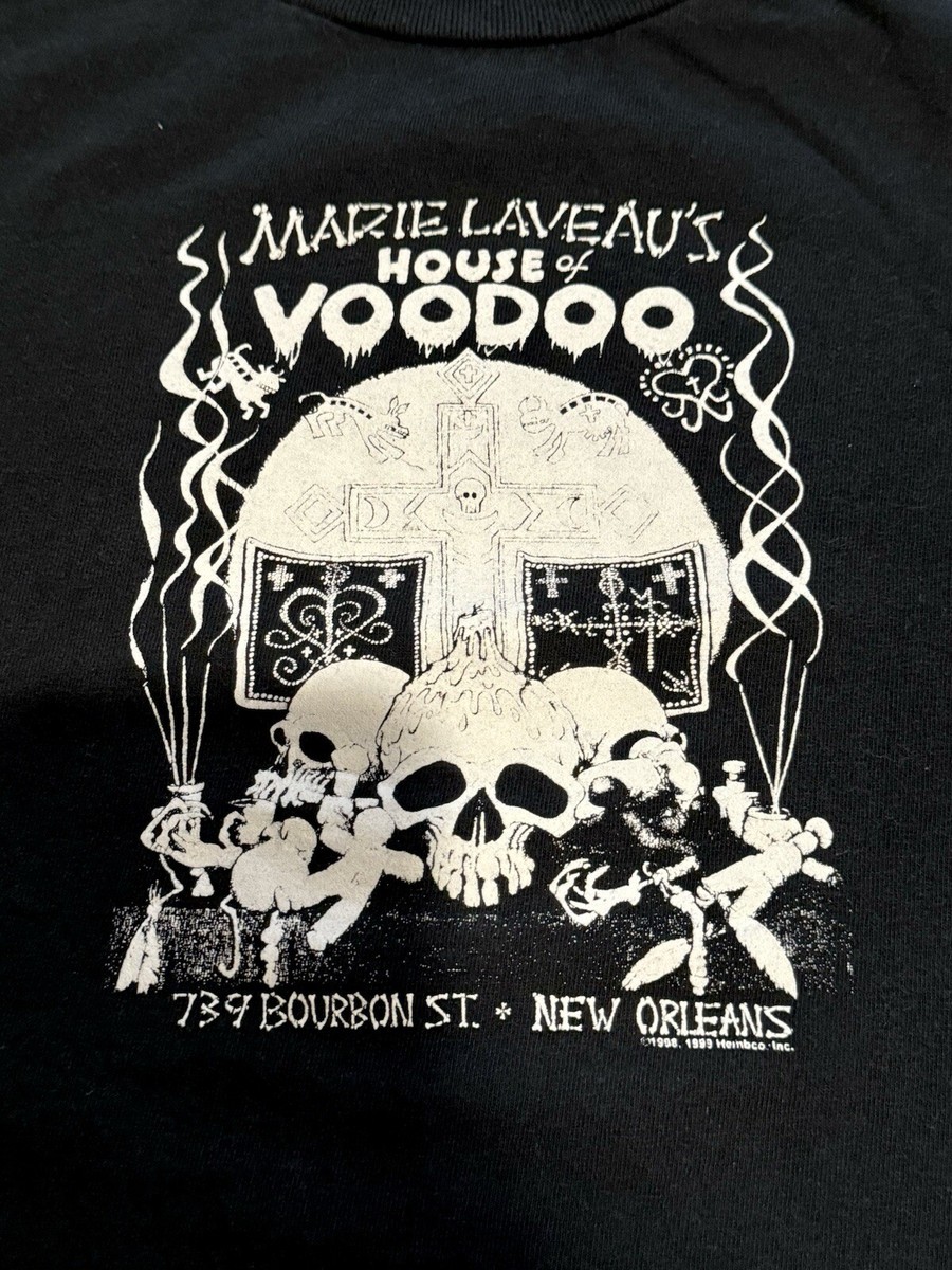 Vintage 90s Marie Laveau's House of Voodoo Shirt Youth Small Black
