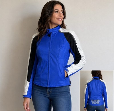 Raven Rova Women s Motorcycle Jacket Size 18 Blue White Armored Riding Coat
