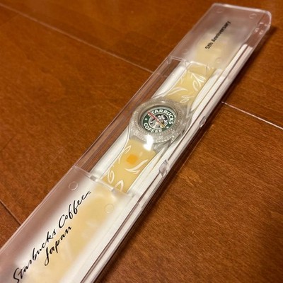 Starbucks 5th Anniversary Swatch Watch White Band Limited Edition New In Box