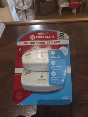 First Alert Carbon Monoxide Detector Alarm, 2-Pack, 9V Battery Powered 