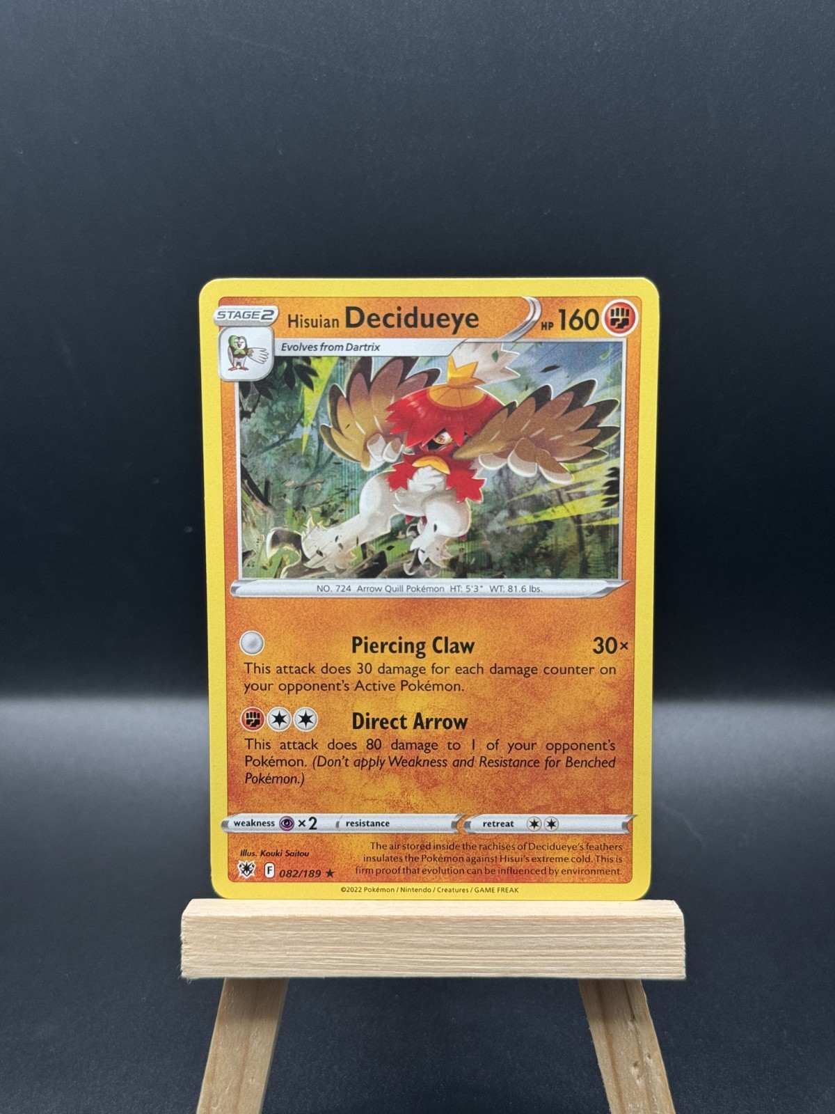 Hisuian Decidueye 82/189 Rare Holo | Astral Radiance | Pokemon Card