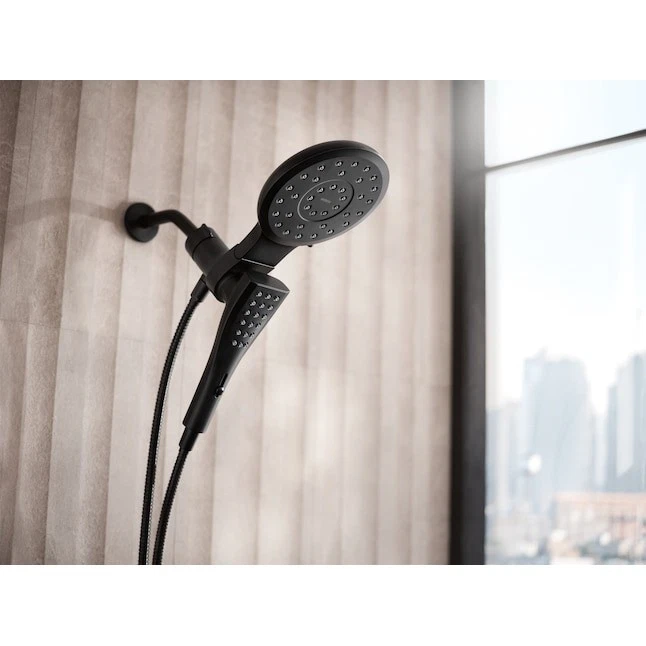Cabezal de ducha de lluvia Moen 220C2BL Verso Infiniti 9" negro mate con Magnetix Foto 2 de 4