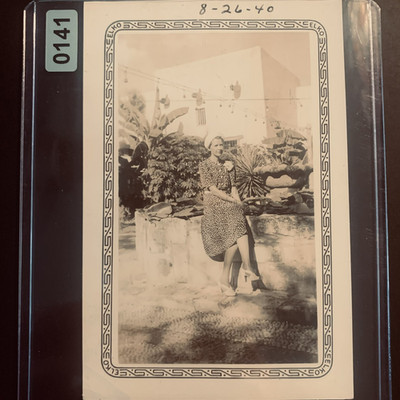 Woman Portrait 1940s Snapshot Photograph ELKO Border Vintage