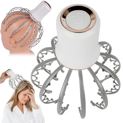 MARKENLOS Kopfmassagegerät Octopus-Form - 3D-Massage & 3 Modi - Handsfree Entspannung