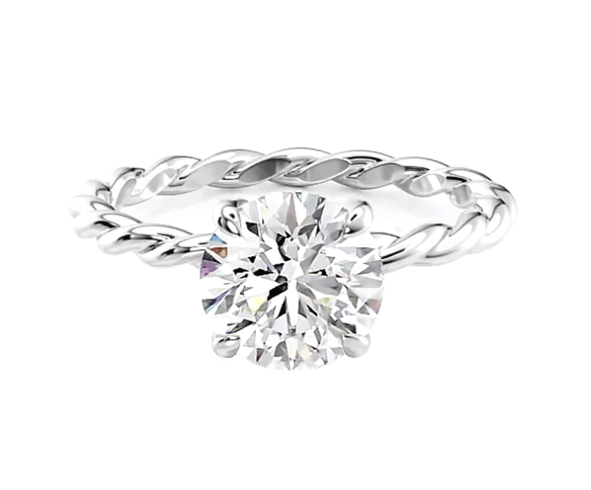 14k Weiss Gold 1.90 Karat Rund Kunstdiamanten Grown Diamant Versteckte Halo 14k - Bild 1 von 4