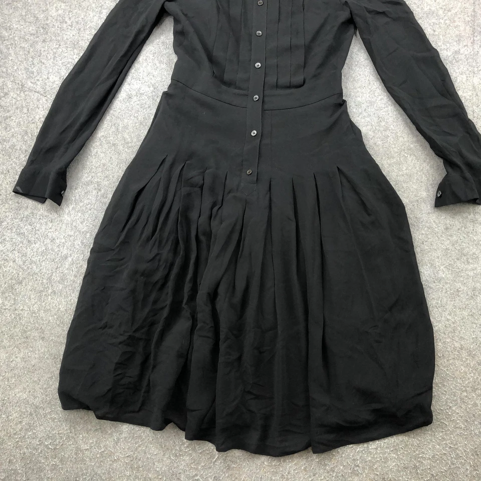 Brooks Brothers Dress Womens BB2 Black Silk Shirtdress Black Fleece Italy - Image 2 of 4