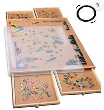 PlayVibe 1000 Piece Rotating Puzzle Board with Drawers 1000 pcs -