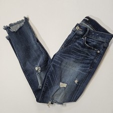 Express Womens Jeans Size 4R Disrssed Stretch Denim Ankle Legging Mid Rise Denim