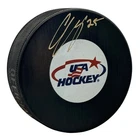 CHARLIE MCAVOY USA SIGNED PUCK OLYMPICS MILAN BECKETT COA
