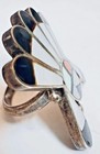 ZUNI SUNFACE CHIEF STERLING SILVER RING WITH STONE INLAY 1.5/8"- Size 5.5 — photo 2