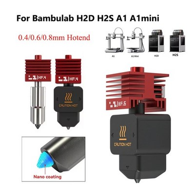 High Flow Hotend Hard Steel Nozzle For Bambulab H2D H2S A1 A1mini 3D Print Part