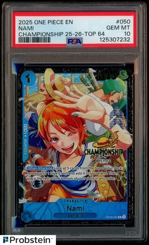2025 One Piece Championship 25-26 Nami Top 64 Prize #OP09-050 PSA 10