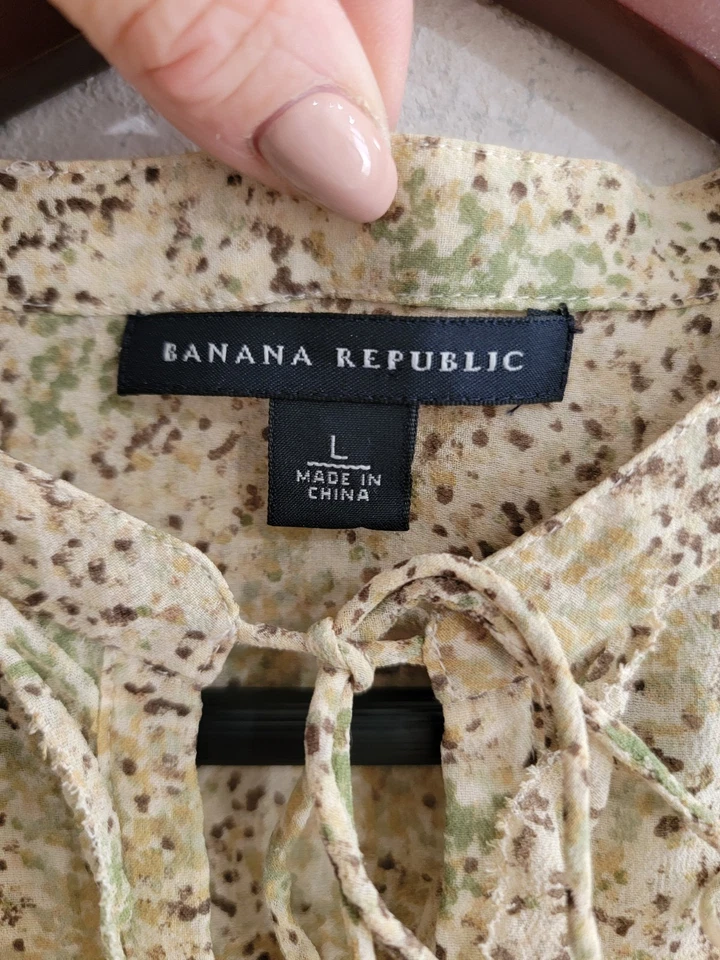De colección Banana Republic Transparente 100% Seda Volantes Top Grande Hada Romántica Casa de Campo Foto 3 de 4