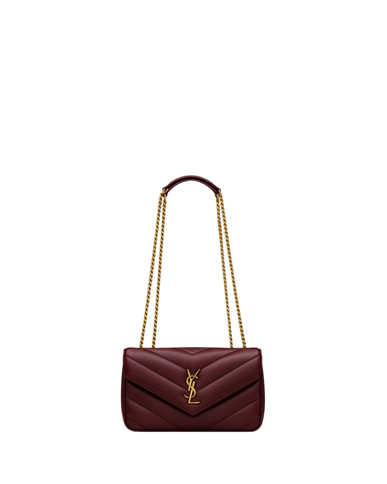 SAINT LAURENT Loulou Small Rouge Cabernet Leather Shoulder Bag $2700 New