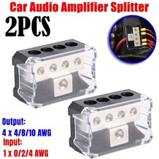 2Pack Power Ground Amp Distribution Block 0/2/4 Gauge Input 4/8/10 Gauge Output