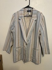 Vintage 90s Requirements Blazer Women’s Size 18 Striped Made in USA Jacket