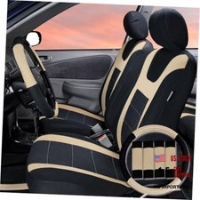 Sports Seat Covers Front Set with Gift Universal Fit for Cars Trucks Beige