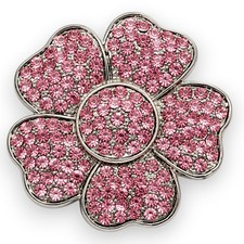 PINK RHINESTONE FLOWER BELT BUCKLE BLING WESTERN COWGIRL WOMENS 2.5X2.5