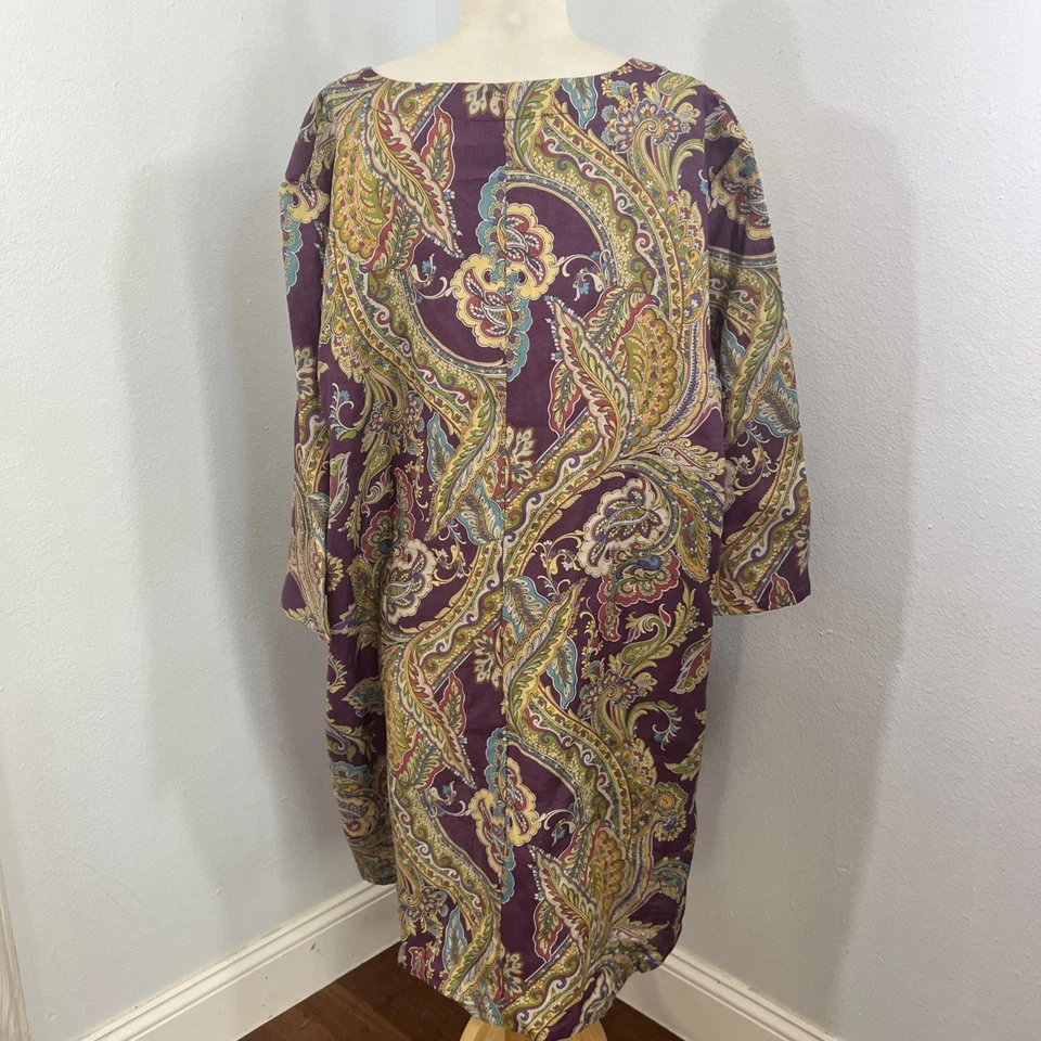 Bryn Walker Tunic Women 2X Heritage Parseley Linen Oversized Boho Maximalist Art - Image 4 of 4