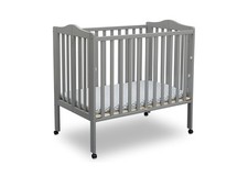 Delta Children Folding Baby Crib - Grey, Portable, Greenguard Gold