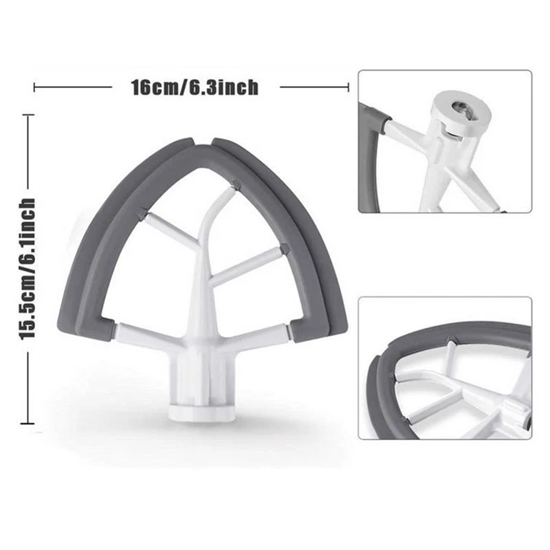 Silicone Mixer Paddle Edge Beater with Scraper For Kitchenaid Tilt-Head 4.5-5QT - Image 4 of 4