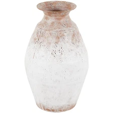 Metal Decorative Vase Distressed Textured Centerpiece Vase with Terracotta Ac...