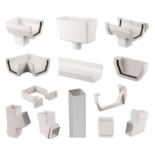 WHITE SQUARE Plastic Gutter UPVC Guttering 114mm - 65mm Downpipe Rainwater
