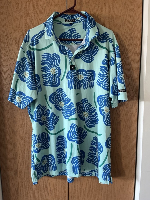 Bad Birdie Polo Shirt Men’s XXL Blue Floral Performance Golf