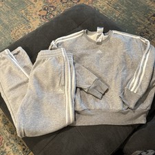 Adidas Girls Sweatsuit 2 piece Grey Athletic Jogger XL 14