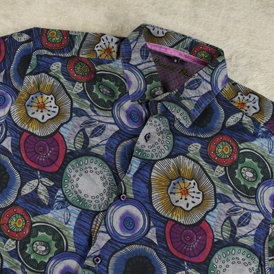 Visconti Black Men's Medium Multicolor Abstract Print Button Front Shirt 