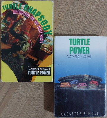 #ad #ad 2 x TEENAGE MUTANT NINJA TURTLE Cassette SINGLES: TURTLE RHAPSODY amp; TURTLE POWER GBP 11.94