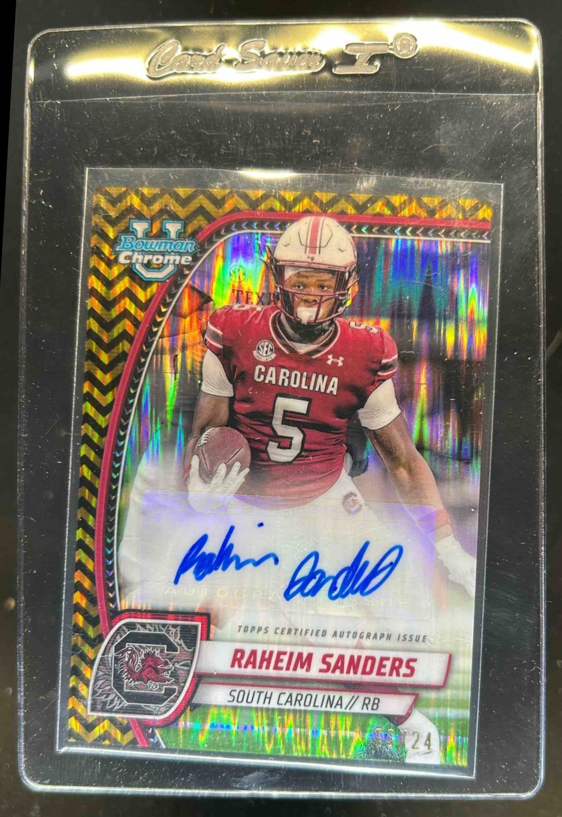 2024 Bowman Chrome U Raheim Sanders Auto Black and Gold Stealth Refractor #16/24