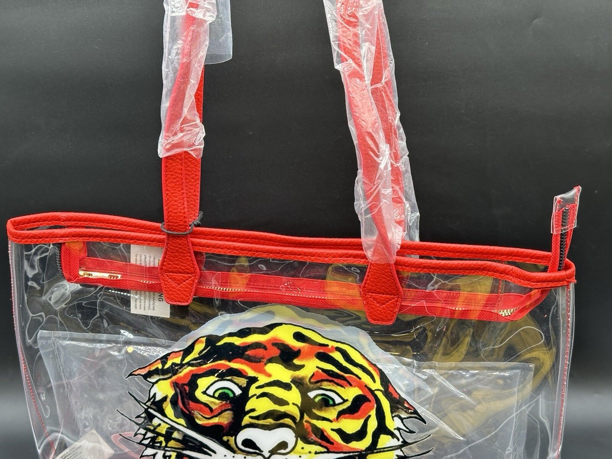 エドハーディーバック NEW Ed Hardy Tiger PVC Tote Bag Women's Clear See-Through