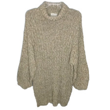 Urban Outfitters Turtleneck Sweater Tunic Womens Sz Small Long Cozy Knit Beige