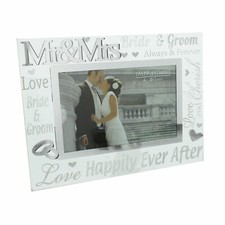 Mr and Mrs Glass 6 x 4 Photo Frame with Mirror And Glitter Letters