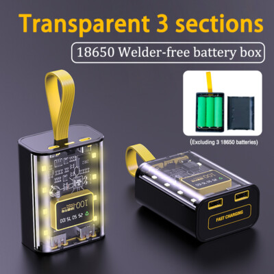 Dual USB Micro Type-C LED 10W Battery Charger DIY Power Bank Box Fast Charging