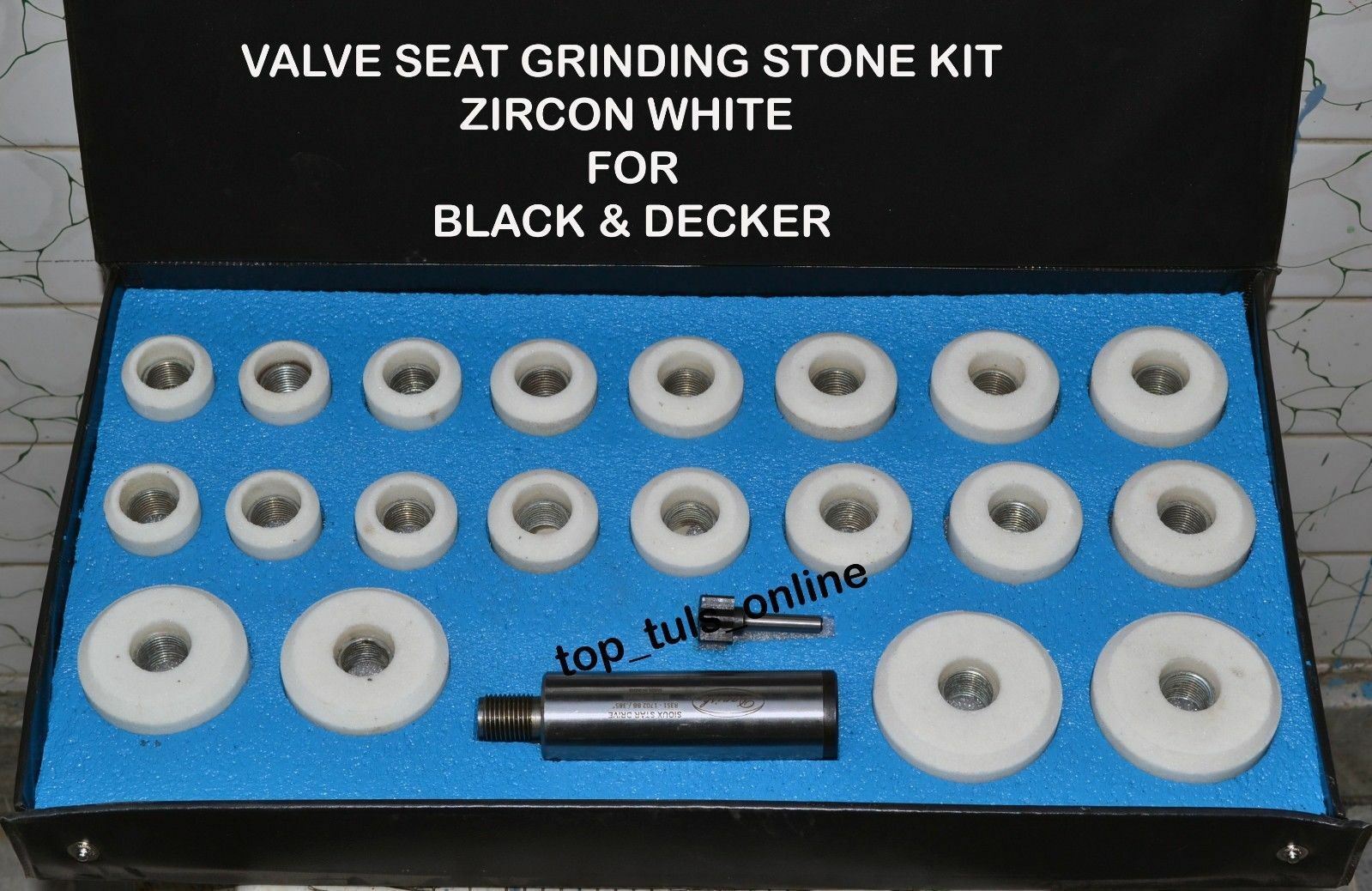 BLACK & DECKER VALVE SEAT GRINDER STONES ZIRCON WHITE 20 PCS & HOLDER