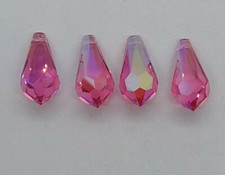 Swarovski Crystal Rose AB 22mm Faceted Teardrop 6000 Pendant; Iridescent Pink